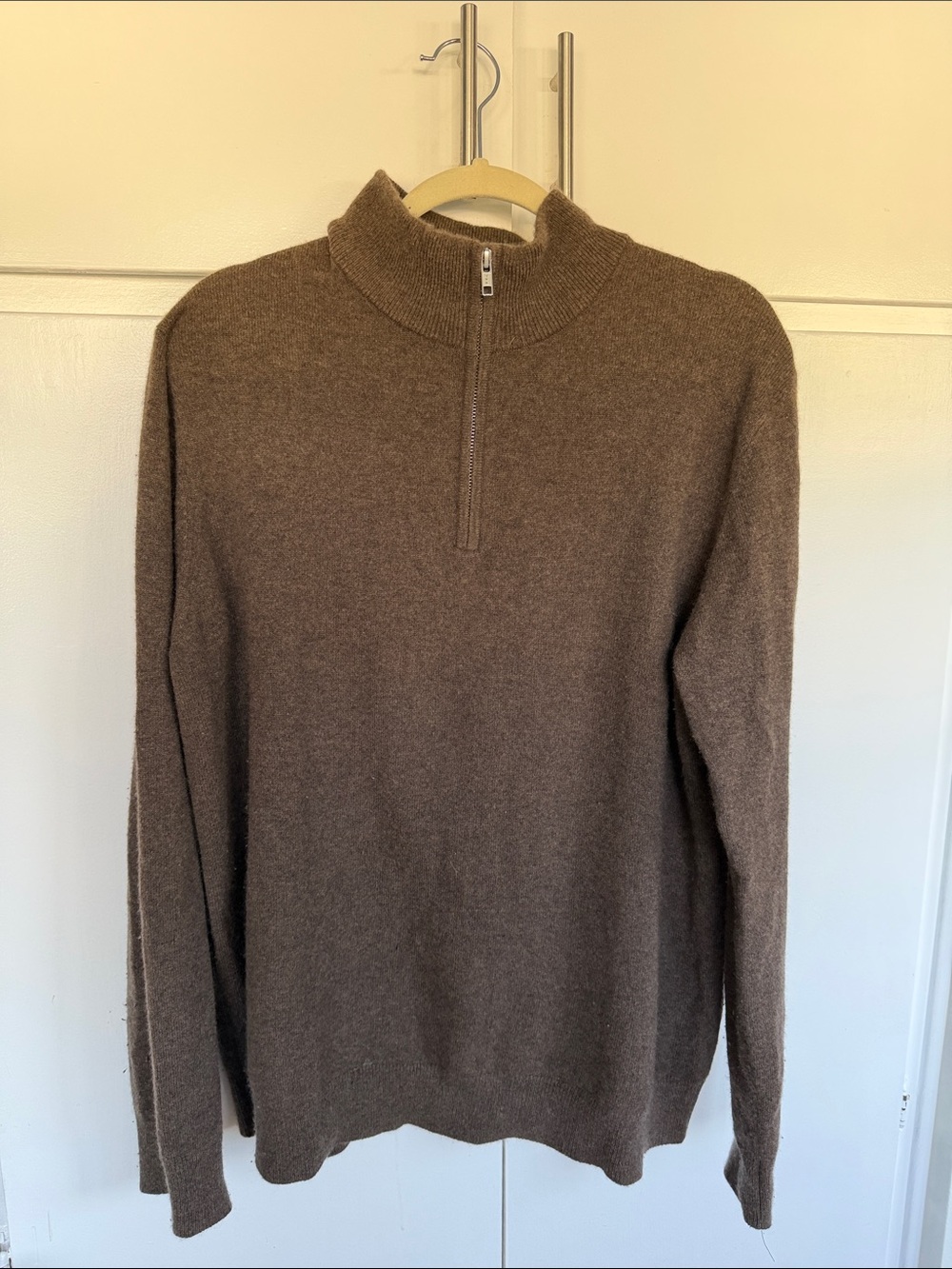 Men's Half-Zip Pullover Cashmere Sweater - Brown
